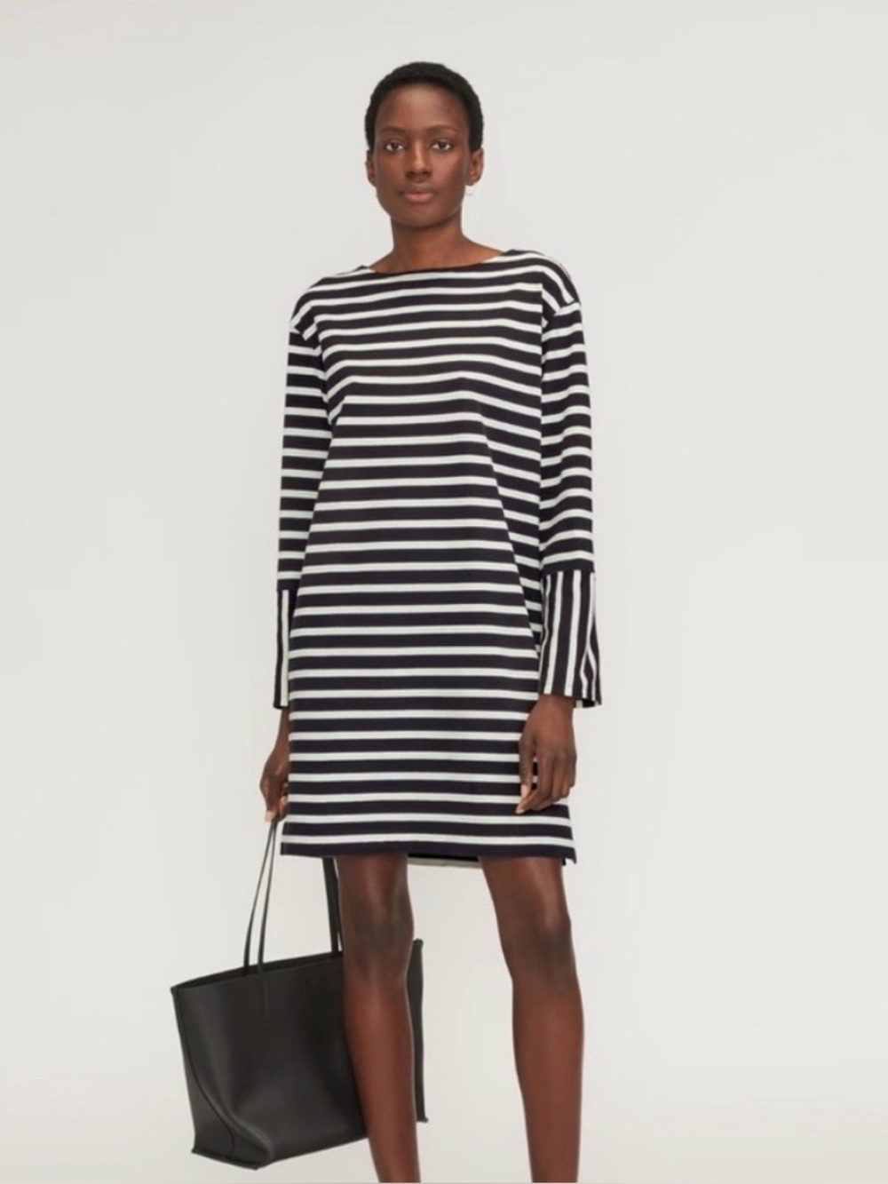 Everlane Mariner Black and White Striped Dress